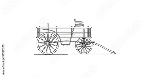 Vintage wooden wagon illustration isolated on white background