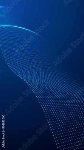 abstract blue background with wave dots lines , futuristic ai technology and science vertical social media background