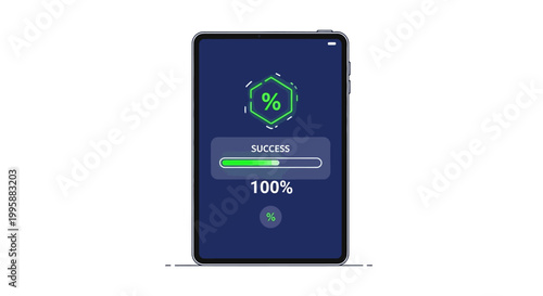 Successful Crowdfunding Campaign Vector Illustration of Progress Bar Showing 100% Completion for Online Funding Projects