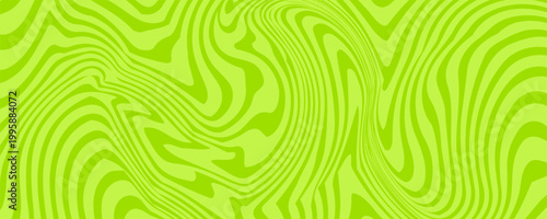 Abstract green background with hypnotic wavy lines pattern. Fresh and natural background