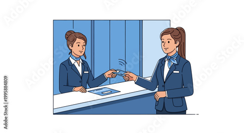Hotel Check-in Process Vector Illustration Efficient Guest Service and Seamless Registration Experience