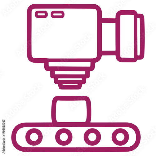 Illustration of a robotic arm with a camera mounted on top isolated on a transparent background