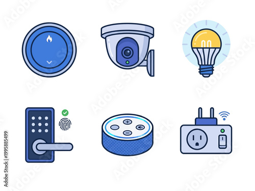Smart Home Technology and Connected Devices Vector Icons