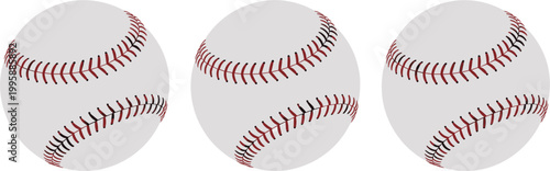 set of realistic baseball balls vector illustration, sports equipment isolated on white background design