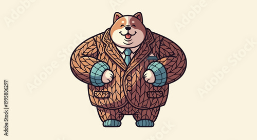 Cartoon Dog in a Business Suit Smiling and Confident.