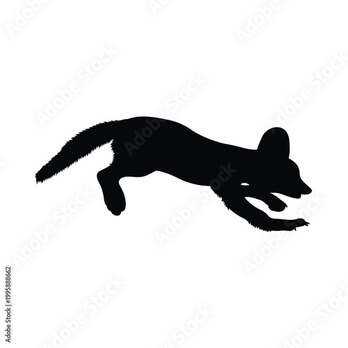 Silhouette of a sleek canid running gracefully across an open field Vector