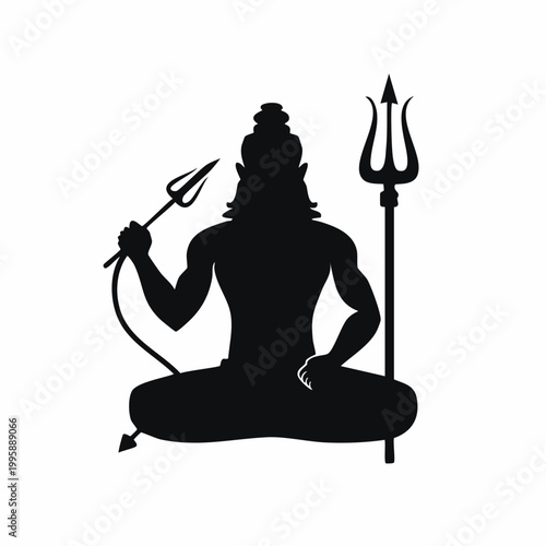 Silhouette of Lord Shiva meditating with trident