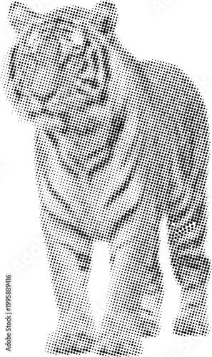 Tiger Halftone Silhouette black and white dotted