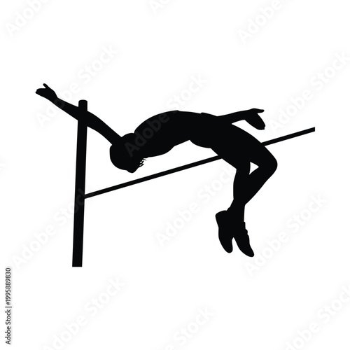 Athlete clearing a hurdle in mid-action Vector