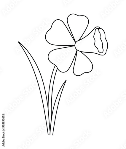 Minimal Floral Line Art Vector, Botanical Outline Flower Illustration