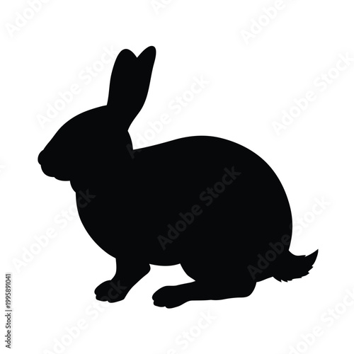 A sleek silhouette of a rabbit in a relaxed pose against a plain background Vector