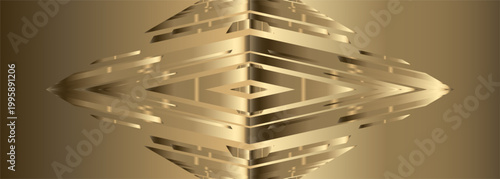 Abstract futuristic gold pattern on wide golden wide background. Vector illustration.