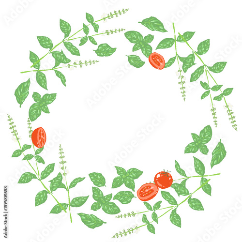 Basil and Tomato Wreath Illustration