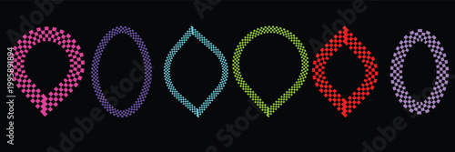 A set of black checkered shapes.