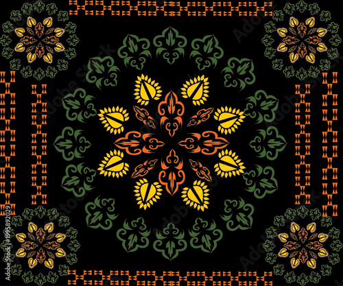 set of floral elements