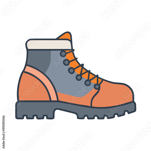 Hiking boot illustration, colorful design, outdoors concept
