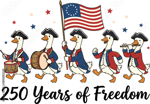 250th Anniversary USA Flag Svg, Silly Goose On The Loose PNG SVG, Patriotic Goose Band Matching With American Flag Svg