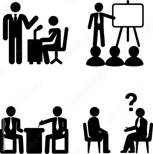 Business Training and Recruitment Icon Set for Presentation and Human Resources