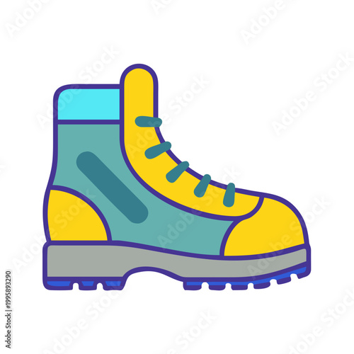 Colorful hiking boot icon in a playful style on a white background
