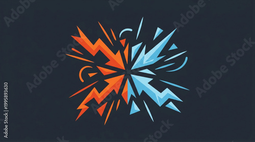 Abstract illustration of conflicting energy forces with red and blue arrows