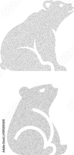 Minimalist Bear Silhouette Halftone Dot Pattern Illustration Set