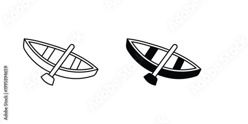 Canoe set icon with white background vector stock illustration