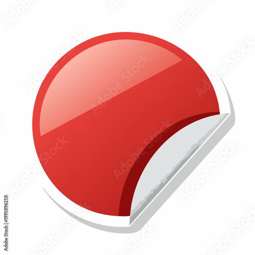 Red Glossy Circle Sticker with Peeling Corner