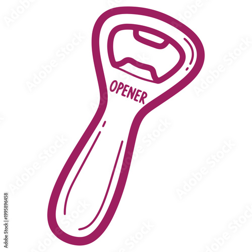 Illustrated Purple Bottle Opener Icon Isolated on White Background for Design and Marketing