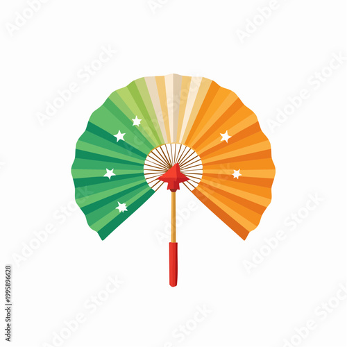 Colorful Folding Fan with Stars