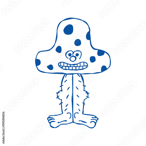 hand drawn trippy mushroom cartoon character illustration
