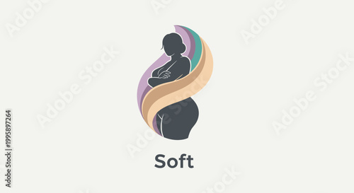 Elegant Silhouette of a Pregnant Woman with Colorful Abstract Design.