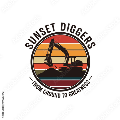 Excavator machine digging earth ground.