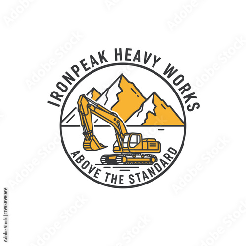 Heavy duty excavator machine logo.