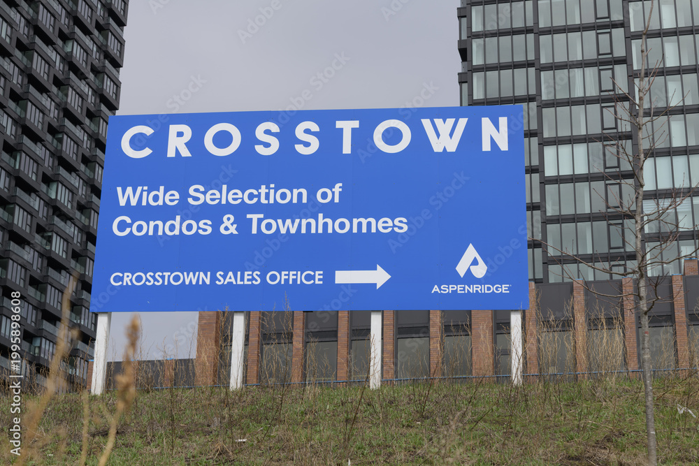 Fototapeta premium roadside billboard for Crosstown redevelopment at Eglinton Av E and Don Mills Road, Toronto