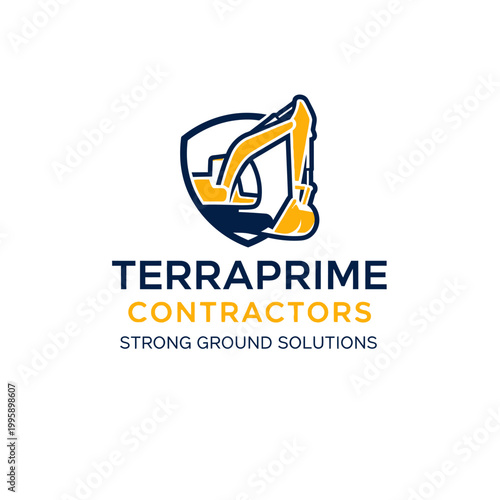 Terraprime Contractors Excavator Logo Design.