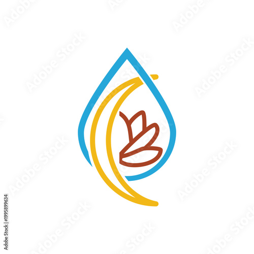 Crescent Moon Lotus Water Drops Icon