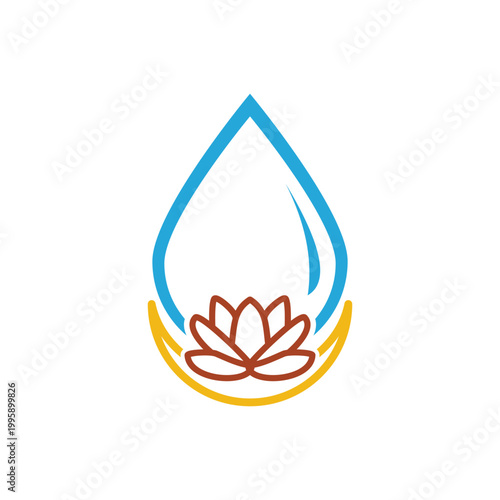 Lotus Crescent Moon Water Drop Icon