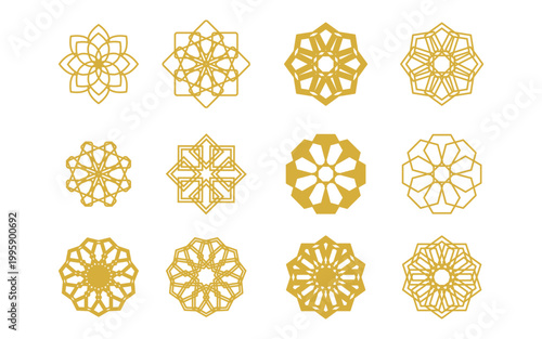 金色風の幾何学系のワンポイント。マーク。