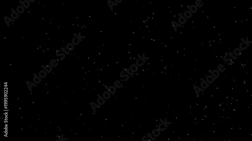 Dust particles blowing left to right in wind on black background. Elegant, minimalist motion for cinematic overlays.