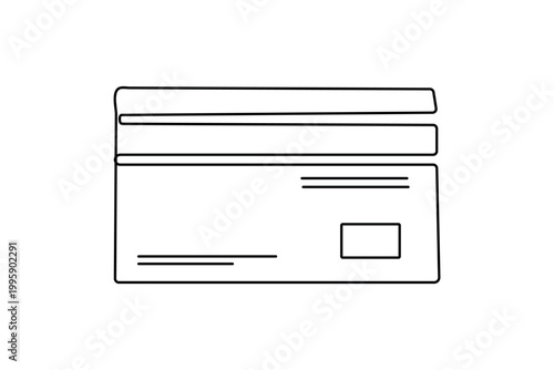 Minimalist credit card continuous line drawing isolated on white background vector illustration