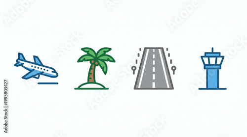 Set of travel and airport related icons