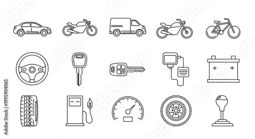 Collection of Automotive Icons and Symbols Vector Art.
