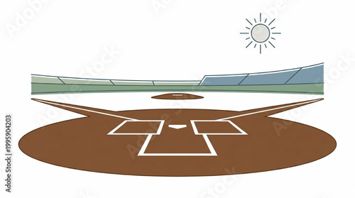 Baseball field stadium cartoon vector illustration