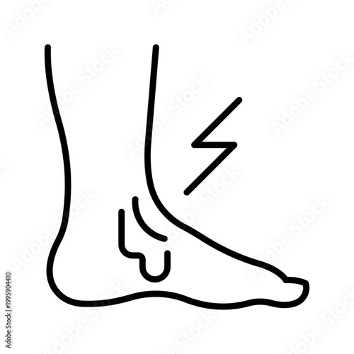 Ankle wound icon. Healthcare and traumatology line symbol. Black and white.