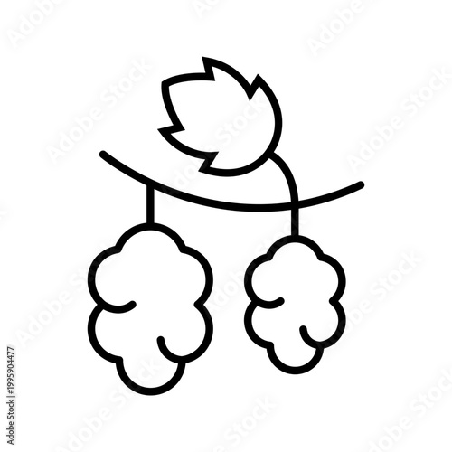 Blackberry fruit icon. Food and berry line symbol. Black and white.