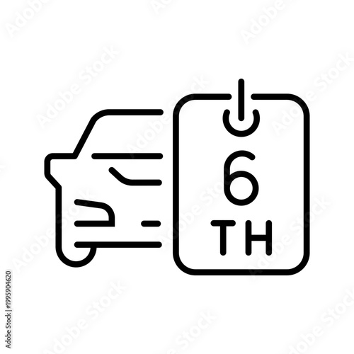 Car service reminder icon. Industry and vehicle maintenance line symbol. Black and white.