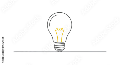 Minimalist light bulb icon on a white background, symbolizing ideas and innovation.
