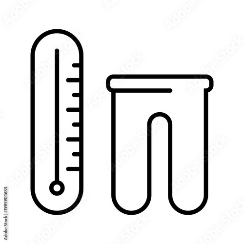 Cold storage icon. Science and cryogenics line symbol. Black and white.