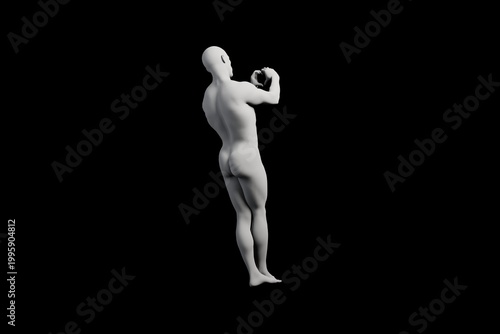 Quadro em tela Powerful contrapposto figure model in black studio
