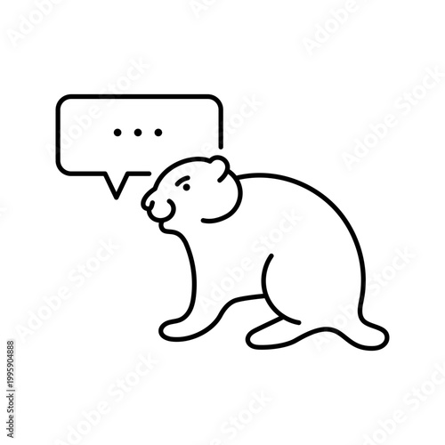 Groundhog meteorologist icon. Holiday and groundhog day line symbol. Black and white.